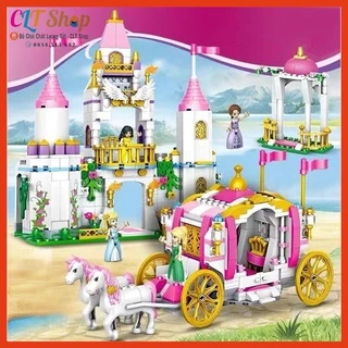Đồ chơi lắp ráp lâu đài công chúa kèm xe ngựa sang trọng Princess Dream Castle Puzzle 712 chi tiết CLTshop