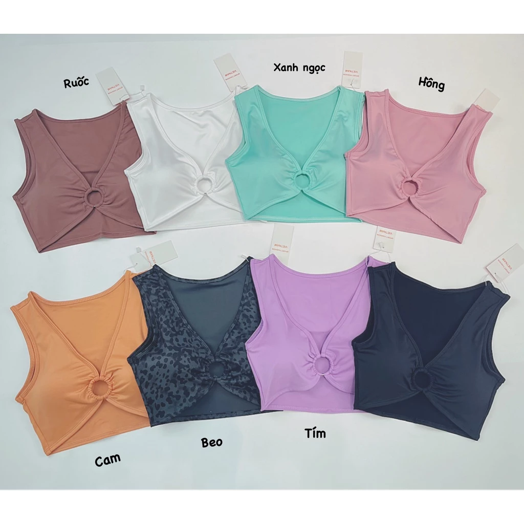 Áo Bra Thể Thao Nữ Thun Polly 4 Chiều Khoen Tròn Cực Xinh
