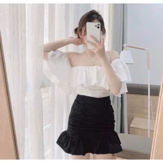 áo croptop rớt vai voan tay bồng un