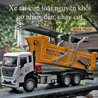 Đồ chơi xe tải vận chuyển KAVY bằng kim loại nguyên khối có nhạc và đèn kích thước lớn nâng hạ thùng