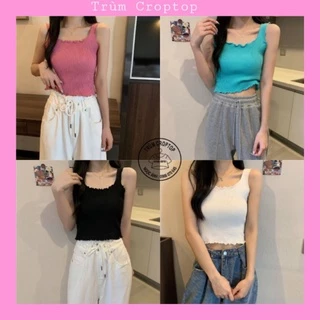 Áo Croptop Hai Dây Bản To Nhúng Viền , Áo Croptop Form Hàn Quốc