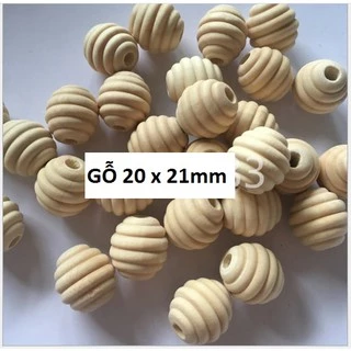 gói 10 hat gỗ oval xoắn tròn 20x21mm màu kem làm đồ chơi, trang trí diy handmade