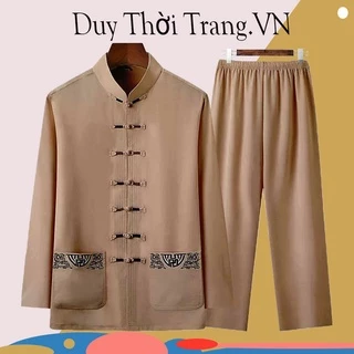 Bộ đũi nam cổ tàu trung niên, trang phục 4 mùa