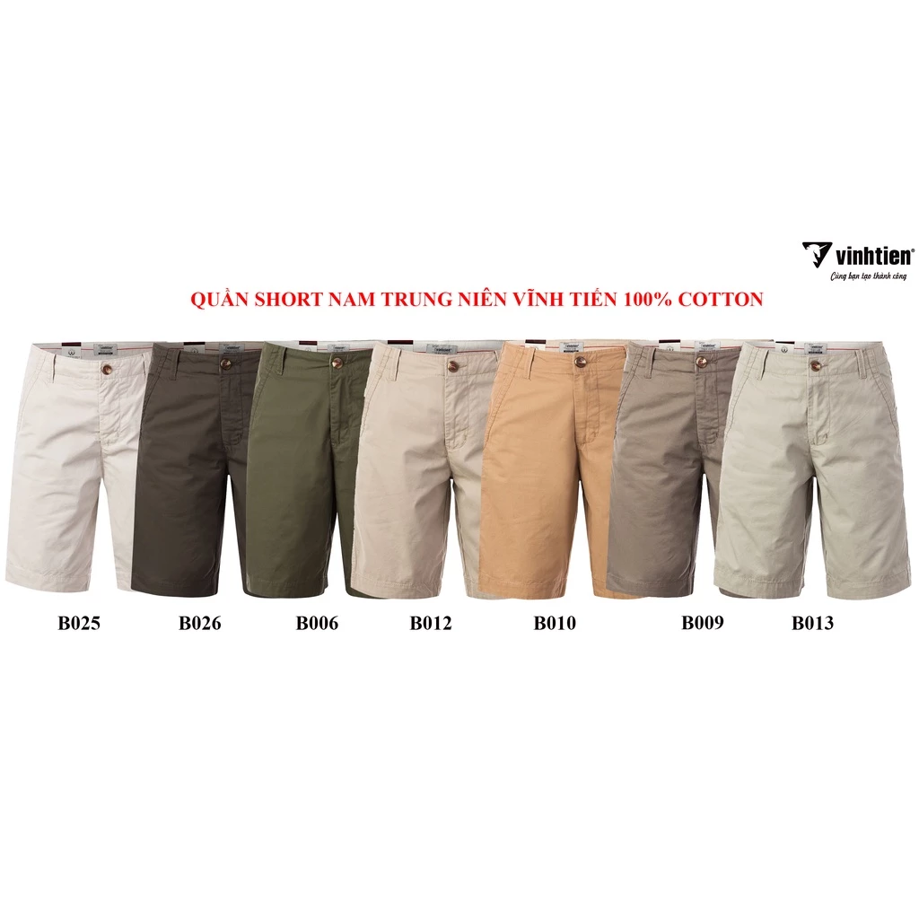 Quần Short Nam Vĩnh Tiến 100% Cotton Trung Niên