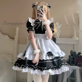 Trang Phục Hóa Trang Cô Hầu Gái Màu Trắng Đen Phong Cách lolita Nhật Bản