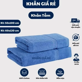 Khăn tắm sợi bông cotton dày 50x100cm 60x120cm, Khăn lau gội đủ màu 100% cotton thấm hút tốt