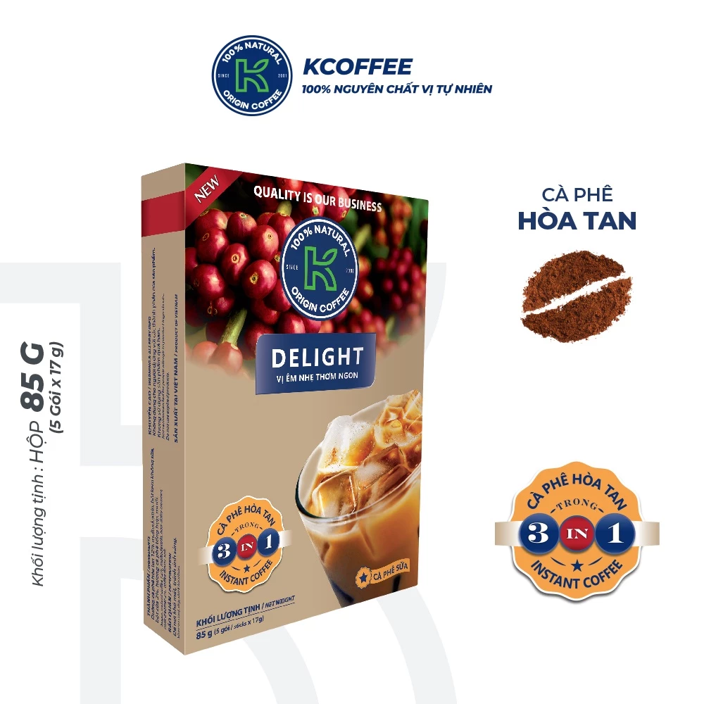 Cà Phê Sữa Hòa Tan 3 trong 1 K Delight 85g Thơm Ngon Đậm Vị