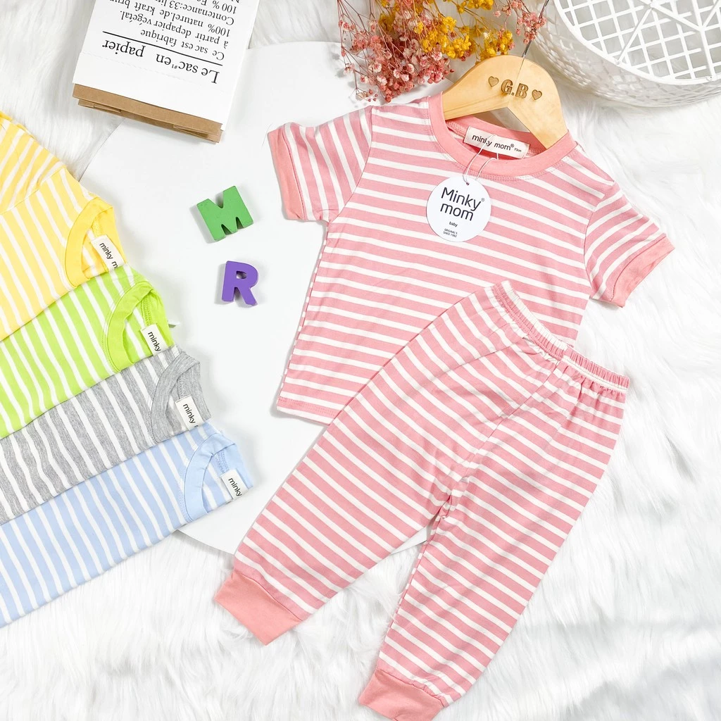 [9-27kg] Bộ Tay Ngắn, Quần Dài THUN LẠNH MINKY MOM Sọc Kẻ Ngang Dễ Thương Cho Bé TN-TR07