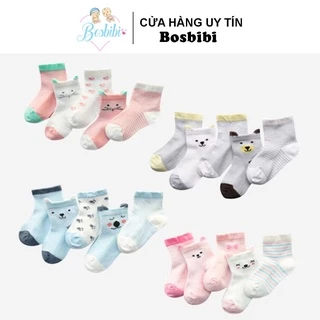 Set 5 đôi tất cổ cao, hình thú siêu dễ thương, cho bé 0-3 tuổi