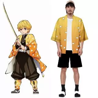 Áo khoác Haori cosplay nhân vật Agatsuma Zenitsu trong anime độc đáo