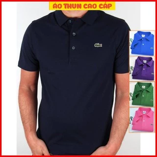 Áo thun cá sấu NAM cao cấp cotton co giãn 4 chiều tông màu xanh