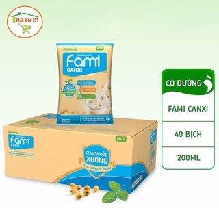 Thùng 40 bịch sữa đậu nành Fami Canxi Nguyên vị (200ml/bịch)