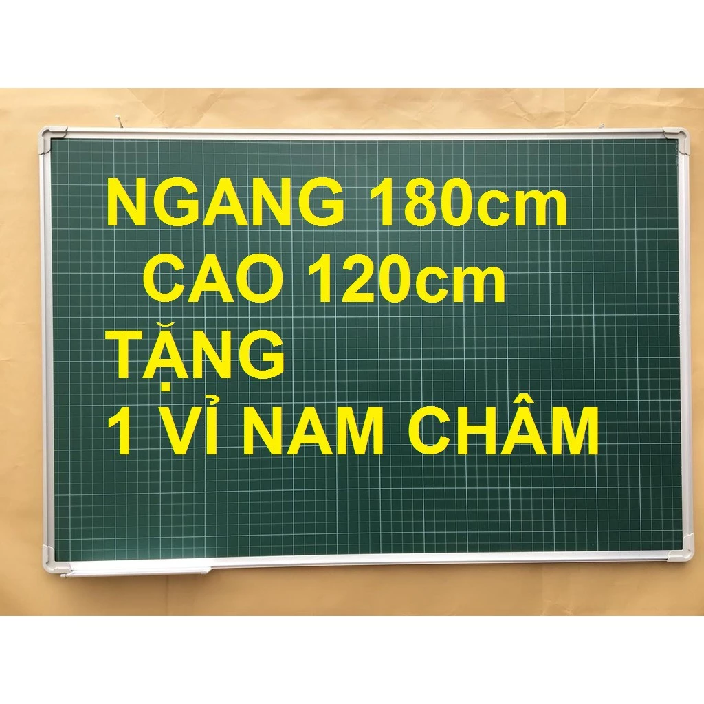 Bảng viết phấn - Bảng từ xanh Hàn Quốc ô tiểu học 120x180cm, tặng kèm nam châm, lau bảng