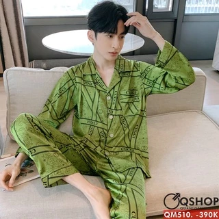 Bộ đồ pijama nam quần dài tay dài lụa satin mềm mặc nhà mặc ngủ thoải mái QSHOP QM508 QM509 QM510