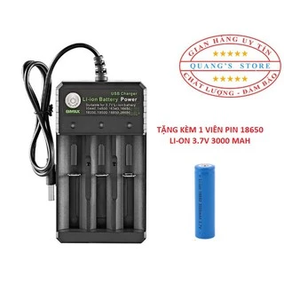 Sạc Pin Tự ngắt và có đèn báo khi đầy BMAX 3 Khe cho pin 3.7V 18650 Kèm 1 viên Pin 18650 dung lượng 3000 mAh