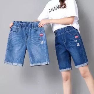 Quần Short Jean Lưng Thun Dây Rút Thời Trang Cho Nữ