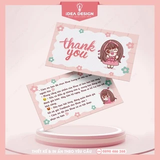 Card Cám Ơn, Thank You Card, Thiệp Cảm Ơn - Size 9x5,4cm - Giấy C300 Cán Màng Mờ 2 Mặt - Hình Cô Gái Siêu Dễ Thương