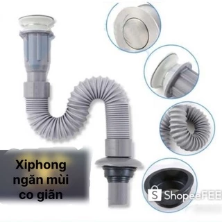 Xiphong chậu rửa mặt, xi phông loại co giãn ngăn mùi đầu inox