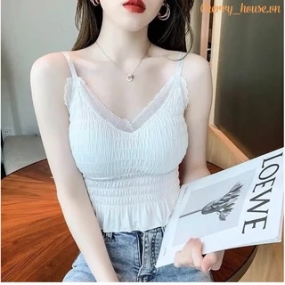 Áo 2 dây dáng croptop phối viền cực xinh cho nữ Bra07