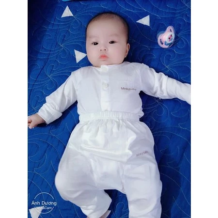Bộ Dài Tay Thun Lạnh Cúc Giữa MinkiBae  Cho Bé, Bộ Thun Lạnh Cho Bé Can Đũng Đóng Bỉm Sơ Sinh Đến 2.5 Tuổi.