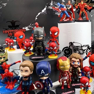 1 Set Mô Hình Nhân Vật Siêu Anh Hùng Marvel Trang Trí Bánh Kem