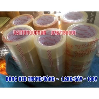 Băng keo trong/đục 100Ya 4,8F 1.2Kg/cây 6 cuộn (Bán lẻ từng cuộn)