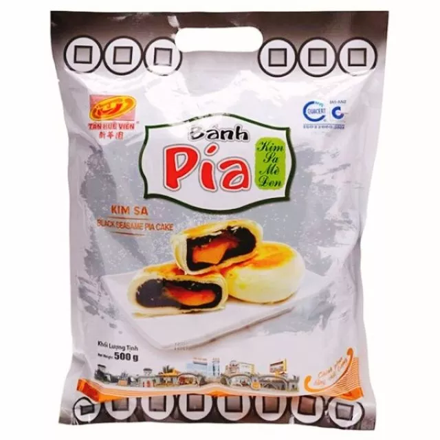 500g Bánh pía kim sa mè đen trứng Tân Huê Viên Đặc sản Sóc Trăng