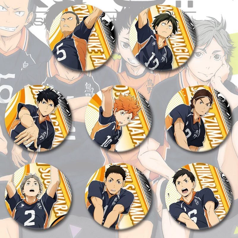 (HK4) Huy hiệu IN HÌNH nhân vật HAIKYUU VUA BÓNG CHUYỀN anime chibi dễ thương xinh xắn