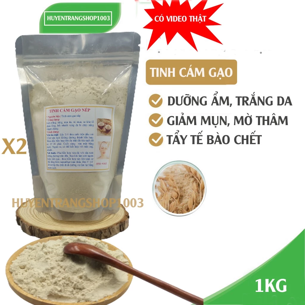 1kg tinh cám gạo nếp nguyên chất đắp mặt trắng da