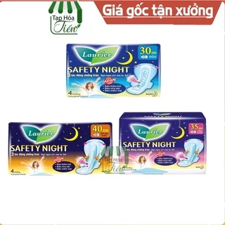 Băng Tả Vệ Sinh Laurier Nhật Bản Safati Night Siêu thấm Chống Tràn Siêu Mỏng Chống Tràn Đêm 30cm-35cm-40cm- 4 miếng/gói