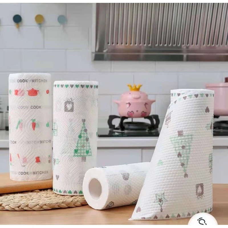 Cuộn khăn lau đa năng họa tiết loại to thấm hút tốt