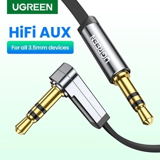 Cáp âm thanh 3.5mm Ugreen 10597 đầu góc 90 độ dây dẹp 1met Chính Hãng AV119