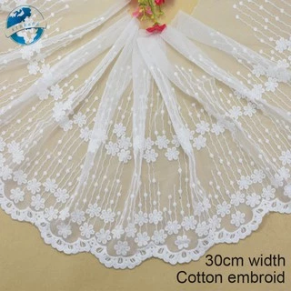 30cm Lớn Rộng cotton Thêu Ren Cạnh Ren Vải diy trims mini Đầm Ren Ruy Băng Quần Áo Phụ Kiện 3694