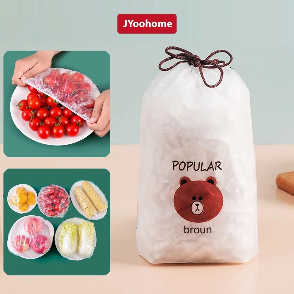Túi Màng bọc thực phẩm JYoohome Chất liệu PE có chun, Túi gấu bọc đồ ăn thực phẩm có thể tái sử đụng