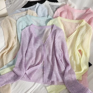 Áo Khoác cardigan Cổ Chữ V Màu Sắc Đơn Giản Cho Nữ