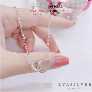 Dây chuyền bạc nữ Evasilver, mặt 2 hình tròn lồng nhau, Vòng cổ chất liệu bạc ta sang trọng