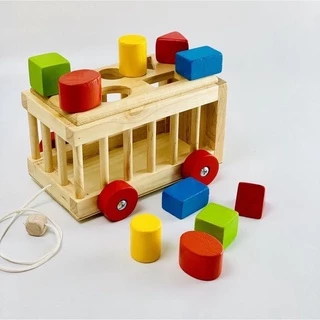 Xe Thả Hình Khối Bảng Luồn Cọc Montessori