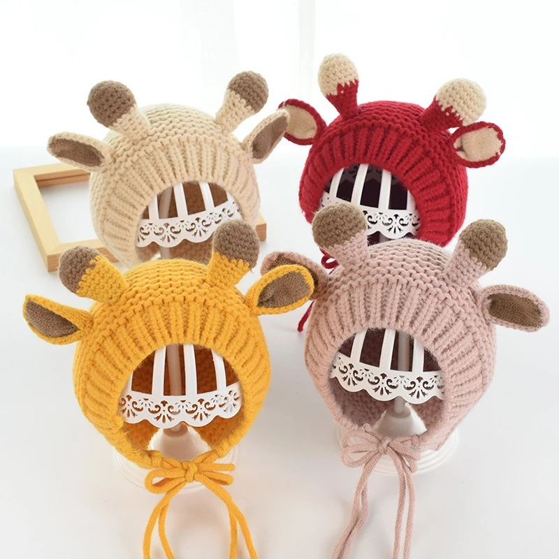 Mũ đan len giữ ấm tai kiểu dáng dễ thương thời trang thu đông cho bé