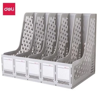 Giá đựng tài liệu - File nan 5 ngăn Deli 9838 - File 5 ngăn đứng để bàn Deli 9838 - KT34x25.5x27cm