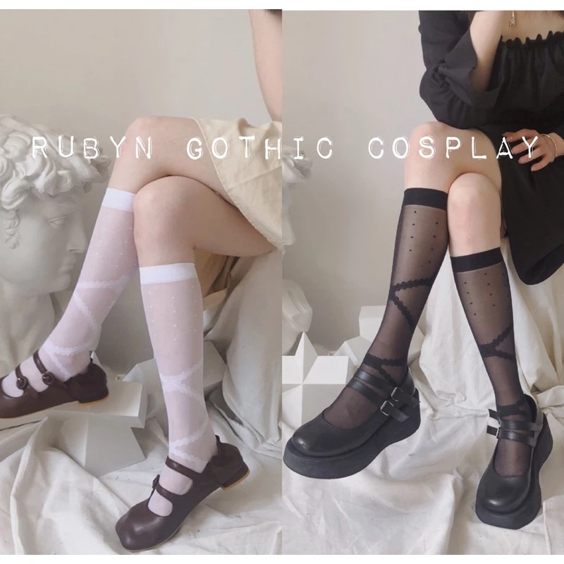 🍁 Tất bắp chân cosplay lolita phong cách gothic, tất cosplay ( hàng quảng châu ) ren03
