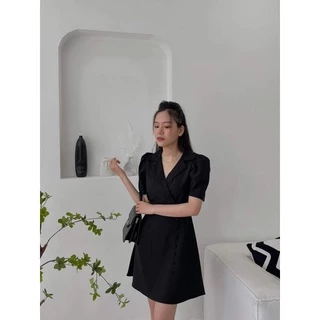 Đầm cổ vest nút bọc H97 ( CÓ BIGSIZE )