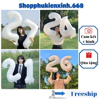 Bóng Số Tuổi Trang Trí Sinh Nhật Màu Trắng , Bong Bóng Bay Số Cỡ Đại Size 80Cm Trang Trí Tiệc Tùng Sự Kiện -  B001