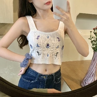 Áo croptop trắng hoa tím DA285