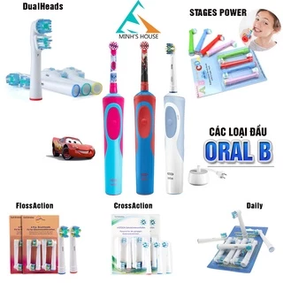 Set Bộ 4 Đầu Bàn Chải Đánh Răng Điện Cho Máy Oral B Braun, Lông Mềm Minh House