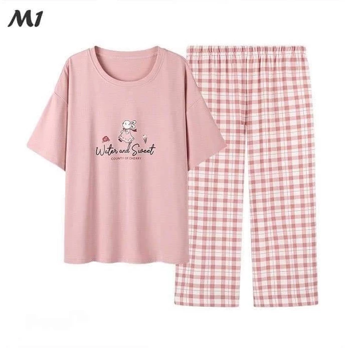 Đồ Bộ nữ  mặc nhà ,bộ ngủ dễ thương, chất liệu thun cotton mềm,mát (tay ngắn quần lửng)