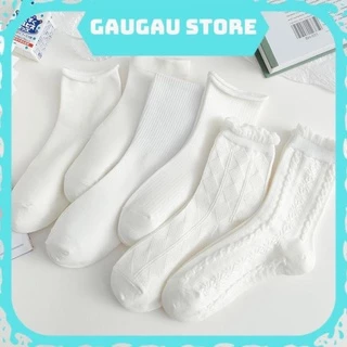 Tất Cao Cổ, Vớ Cao Cổ Nữ Màu Trắng Chất Liệu Vải Cotton Co Giãn Phong Cách Hàn Quốc [ Hỏa Tốc HCM ]