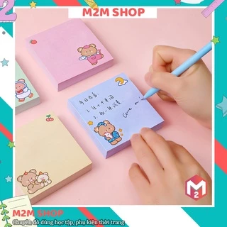 (80 tờ) Giấy nhớ note vuông hoạt hình gấu cute dễ thương xinh xắn 8*8cm