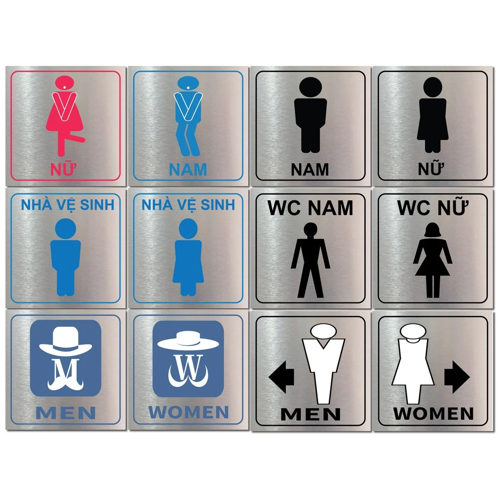 Biển báo WC nam nữ cao cấp, biển chỉ dẫn nhà vệ sinh WC Cao cấp