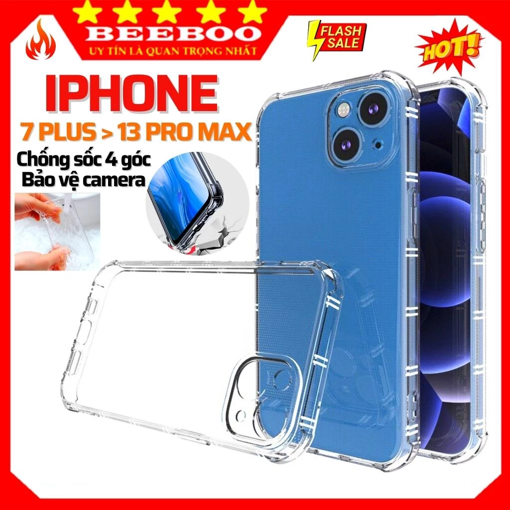 Ốp Lưng Trong Suốt Iphone 11 12 13 14 15 16 Pro Max 17 Pro Max 7/8Plus X Xr Xs XsMax - Dẻo chống sốc - Chống Trầy