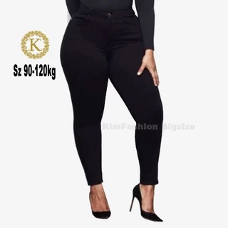 Quần jean nữ bigsize 58-100kg-110kg KimFashion, quần jean đen nữ lưng cao bigsize chất jean cao cấp co giãn